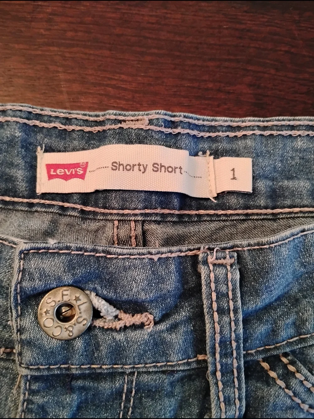 Levi's Blue Frayed Hem Denim Short Shorts